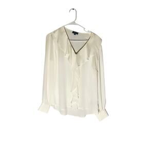The Limited Collection Ivory Ruffle V-Neck Blouse | Size M